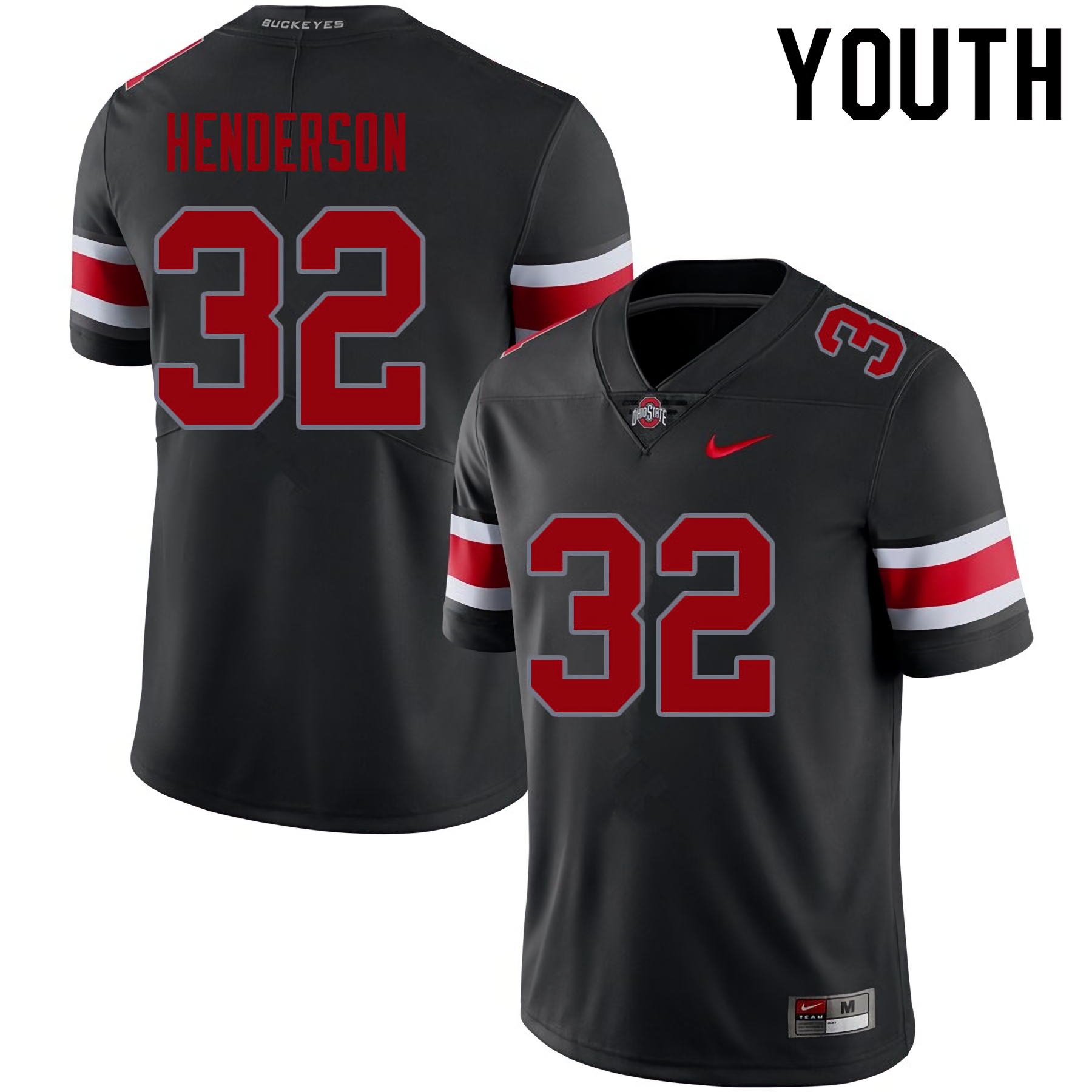 TreVeyon Henderson Ohio State Buckeyes Youth NCAA #32 Black Red Number College Stitched Football Jersey LXU7556HD